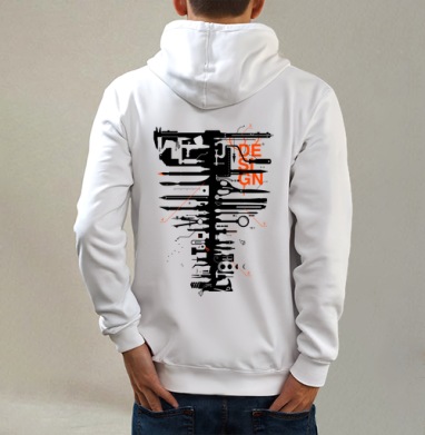D-Carcass, Толстовка на молнии, печать на спине. муж. белая v3 320гр
