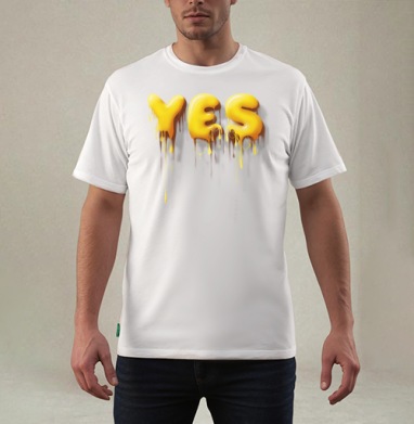 Объемные желтые капающие буквы да Yes, Футболка мужская REGULAR белая