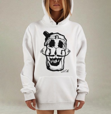 Dali Skull, Hoodie Mjhigh Dig, оверсайз, утепленная