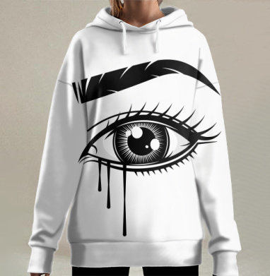 Глаз со слезами черными графическая сцена, Hoodie Long Oversize 3D