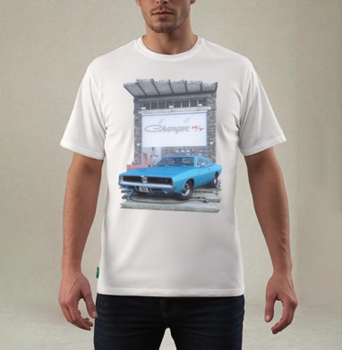 Dodge Charger R-T-SE White / Додж Чарджер R-T-SE белый, Футболка мужская REGULAR белая