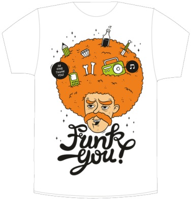 Мужчина с афро прической наполненной предметами Funk you - Своя футболка белая A6 (10 x 15 см), страница 7