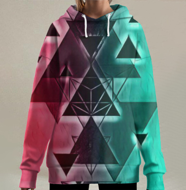 Нео-геометрия: гармония треугольников и света, Hoodie Long Oversize 3D