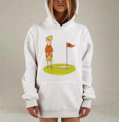 Ироничная карикатура гольфиста с лункой №12, Hoodie Mjhigh Dig, оверсайз, утепленная