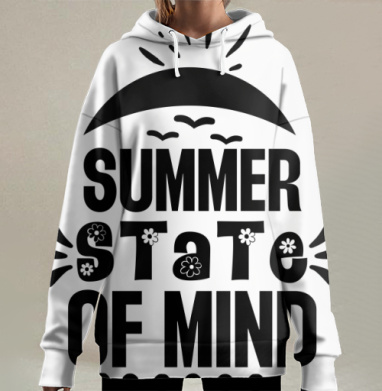 Летний настрой с солнцем и цветами оригинальный стиль, Hoodie Long Oversize 3D