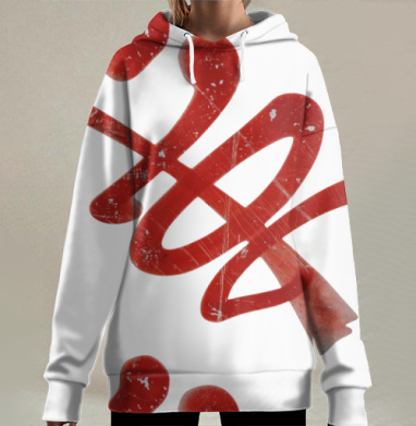 Яркий красный динамичный граффити стиль уличного искусства, Hoodie Long Oversize 3D