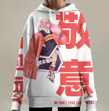 Девушка истребитель демонов внутренняя решимость страсть, Hoodie Long Oversize 3D