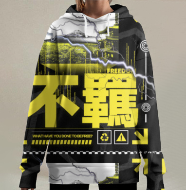 Свобода вызов молния гора Фудзи, Hoodie Long Oversize 3D