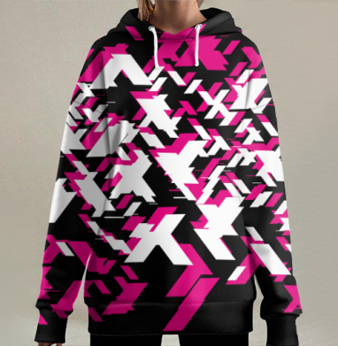 Киберпанк РАСЩЕПЛЕНИЕ УХ, Hoodie Long Oversize 3D