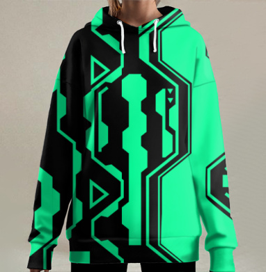 Футуристический узор в стиле киберпанк, Hoodie Long Oversize 3D