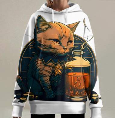 Кот-нуар: символ глубокой меланхолии и иронии, Hoodie Long Oversize 3D