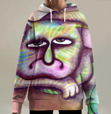 Кот, размышляющий о невозвратном, Hoodie Long Oversize 3D