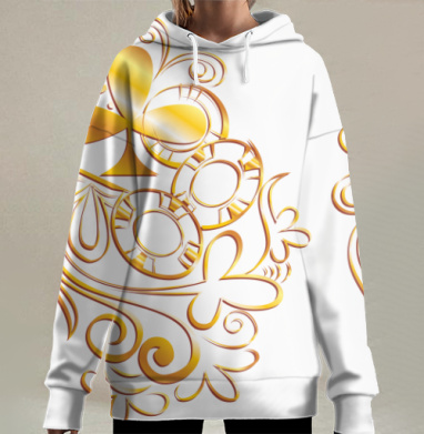 Золотистый набор для азартных игр с картами и фишками, Hoodie Long Oversize 3D