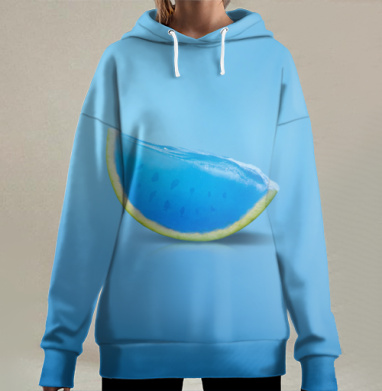 Сюрреалистичный арбуз с океанской свежестью, Hoodie Long Oversize 3D