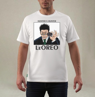 Леорио персонаж с печеньем орео из аниме Hunter x Hunter, Футболка мужская REGULAR белая