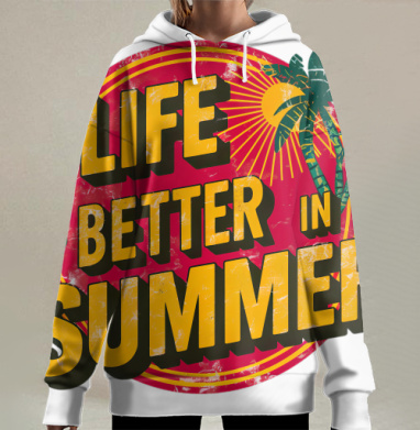 Лето и жизнь лучше летом сочное настроение, Hoodie Long Oversize 3D
