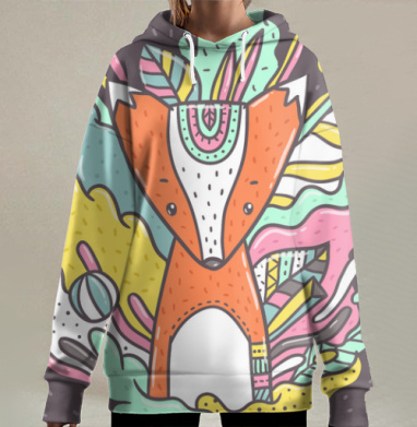Лис, Hoodie Long Oversize 3D
