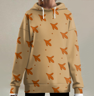 Осенние листья падающие создают нежный узор, Hoodie Long Oversize 3D