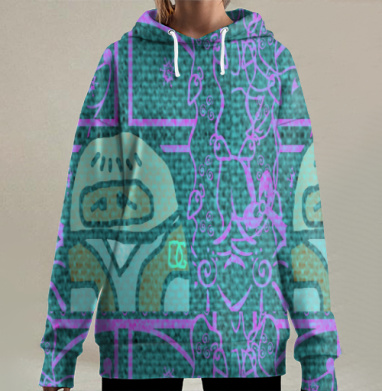 Одинокий космонавт в скафандре смотрит на луну – скафандр смотрит на луну, Hoodie Long Oversize 3D