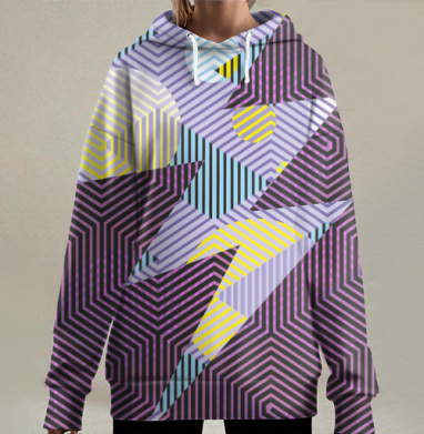 Энергия скорости: динамичные молнии и стрелы, Hoodie Long Oversize 3D