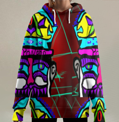 Яркий мистический портрет с короной и оком Роланд, Hoodie Long Oversize 3D
