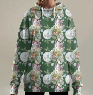 Зимняя сказка хранит семейный уют где-то в декабре, Hoodie Long Oversize 3D