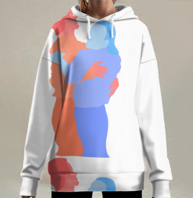Обнимающаяся пара танец любовь гармония, Hoodie Long Oversize 3D