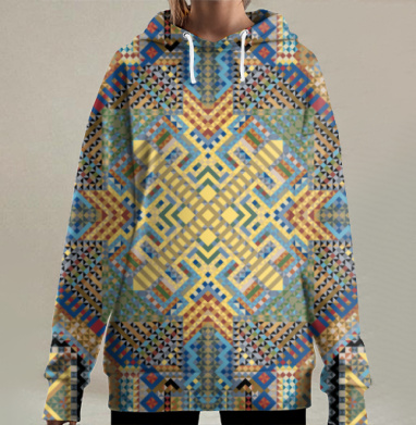 Этнический минимализм: ритм древних узоров, Hoodie Long Oversize 3D