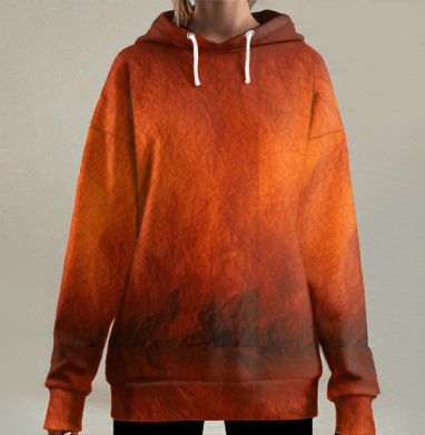 Насыщенный оранжевый крафт и текстуры в обёрточных материалах, Hoodie Long Oversize 3D