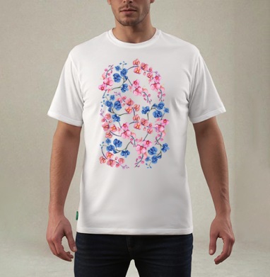 Весенний узор с орхидеями в акварели, Футболка мужская REGULAR белая