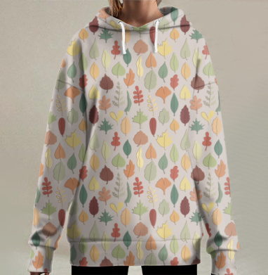 Осенние листья теплые оттенки коричневого осеннего листьев, Hoodie Long Oversize 3D