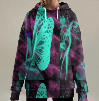 Метаморфоза человека с крыльями короны сидения, Hoodie Long Oversize 3D