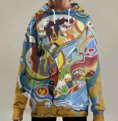 Динамичная абстракция с элементами кубизма и футуризма, Hoodie Long Oversize 3D