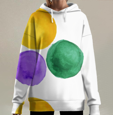 Яркие цветные сферы в гармоничном сочетании цветов, Hoodie Long Oversize 3D