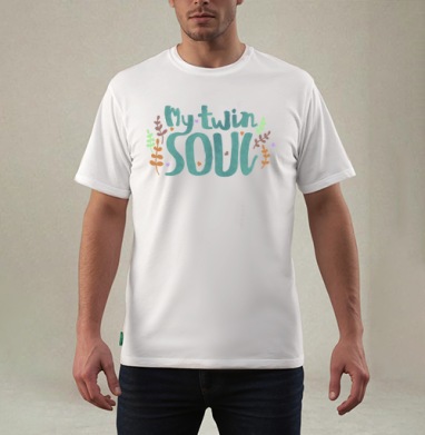 My twin SOUL акварельное послание любви, Футболка мужская REGULAR белая