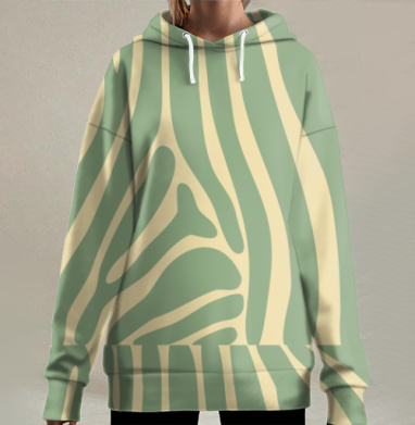 Элегантные Зебра Полосы В Натуральных Тонах, Hoodie Long Oversize 3D