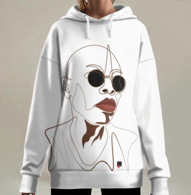 Современный портрет человека в очках и уверенным взглядом, Hoodie Long Oversize 3D
