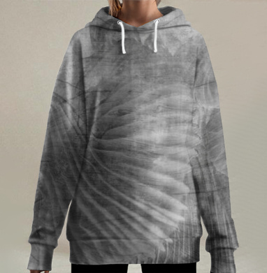 Абстрактные рельефы серые органические узоры., Hoodie Long Oversize 3D