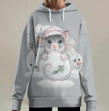 Снегомышонок, Hoodie Long Oversize 3D