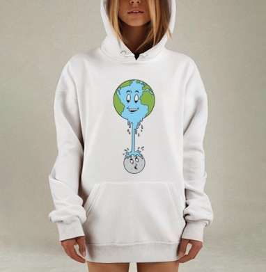 Сатирическая карикатура Земля и Луна в юморе, Hoodie Mjhigh Dig, оверсайз, утепленная