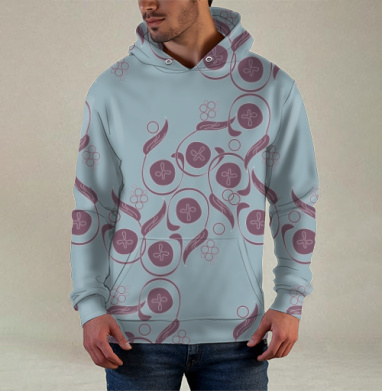 Изящный винтажный растительный орнамент Floral Pattern / Цветочный узор, Худи / Мужская / С карманом / 3D