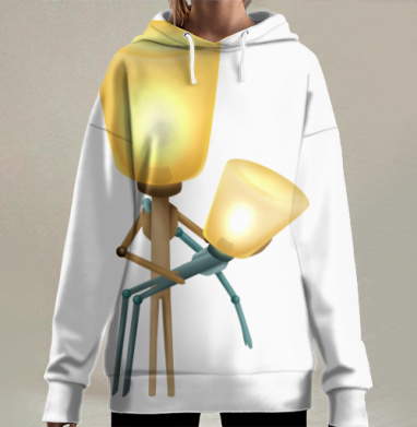 Теплое объятие светлая забота атмосфера, Hoodie Long Oversize 3D