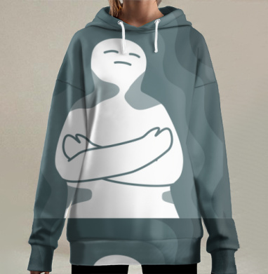 Спокойный силуэт усталости отражение внутреннего баланса, Hoodie Long Oversize 3D