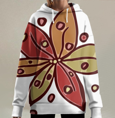 Теплый осенний цветок из листьев для подушки, Hoodie Long Oversize 3D