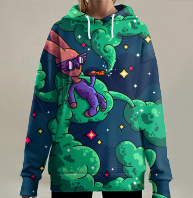 Употребление моркови., Hoodie Long Oversize 3D