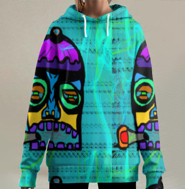 Абстрактная маска с дымом на ярком фоне для подушки, Hoodie Long Oversize 3D
