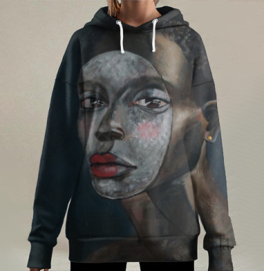 Девушка с маской и красными губами которая не хотела быть кемто другим, Hoodie Long Oversize 3D
