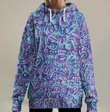 Абстрактное трёхмерное искусство с фрактальными узорами, Hoodie Long Oversize 3D