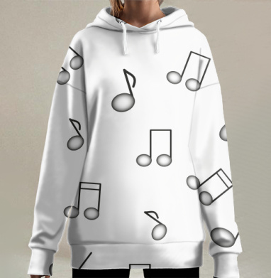 Веселый нотки., Hoodie Long Oversize 3D