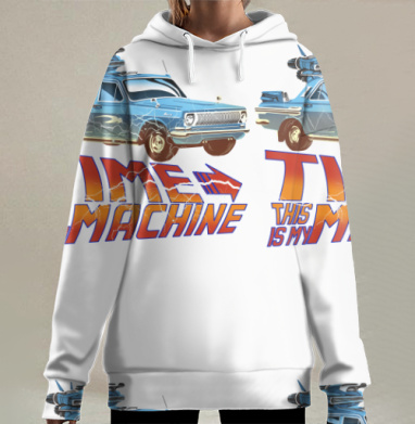 Ретро автомобиль время машина для путешествий во времени, Hoodie Long Oversize 3D